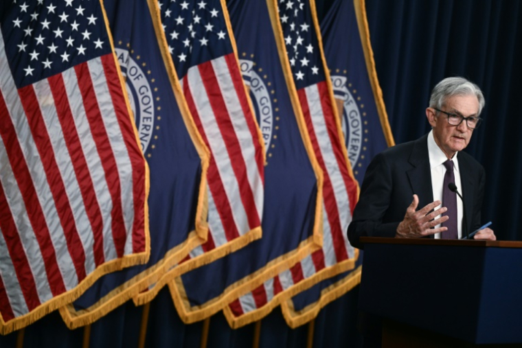 Le président de la banque centrale américaine (Fed), Jerome Powell, le 7 mai 2025 à Washington ( AFP / Brendan SMIALOWSKI )