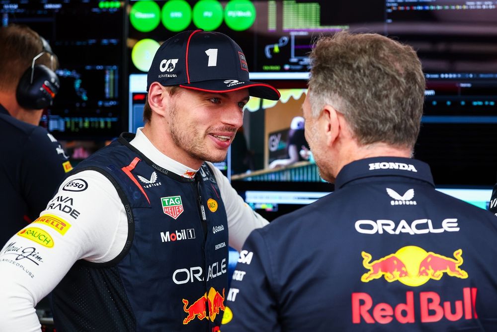 Max Verstappen et Christian Horner.