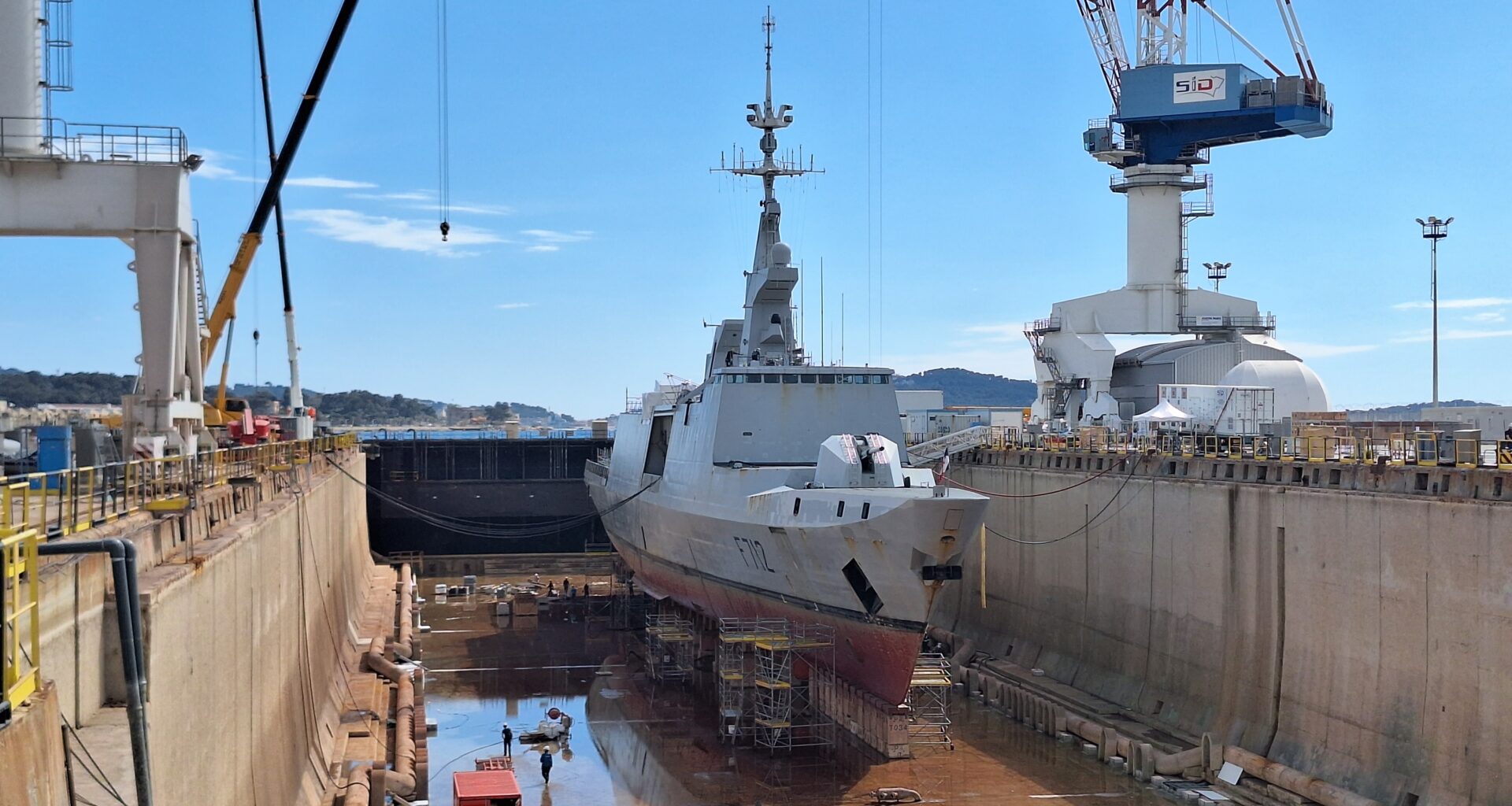 A bord du Courbet, en arrêt technique à Toulon après l’essai de choc du 25 février