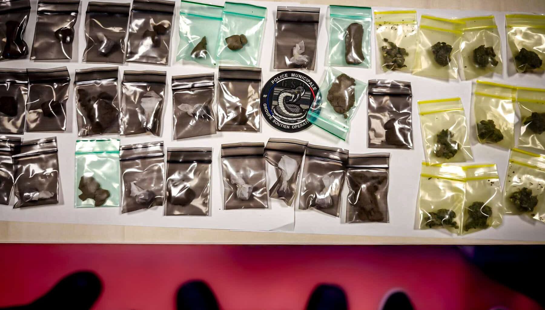saisie de drogue par la police au cœur d'un parc