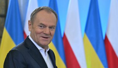 Le Premier ministre polonais Donald Tusk, avant l'arrivée du président ukrainien Volodymyr Zelensky à Varsovie, le 15 janvier 2025