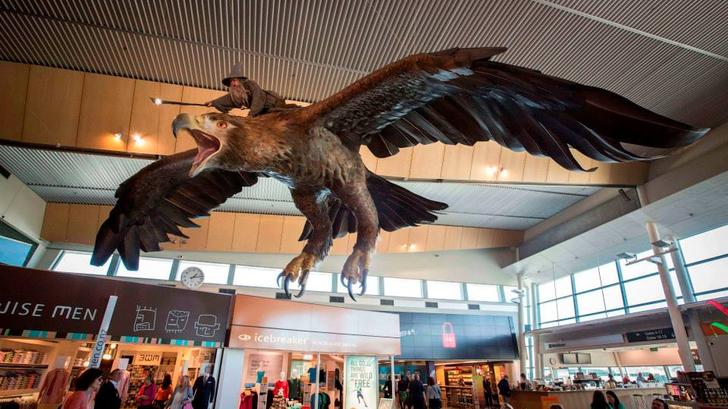 Les voyageurs peuvent admirer deux aigles géants, dont un qui comporte une petite sculpture de Gandalf.