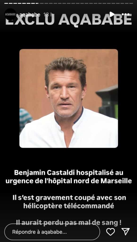 Benjamin Castaldi hospitalisé en urgence à Marseille : gros incident avec son "hélicoptère télécommandé"