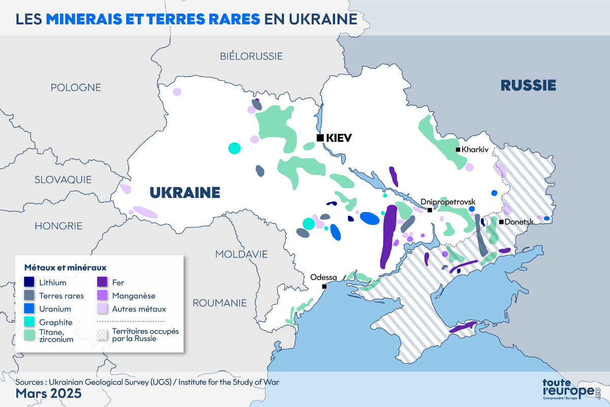 Les terres rares et minerais en Ukraine - Carte : Eva Laude et Valentin Ledroit