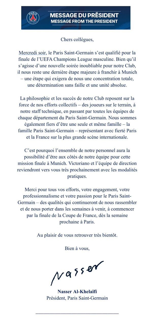 Le courrier du PSG. DR