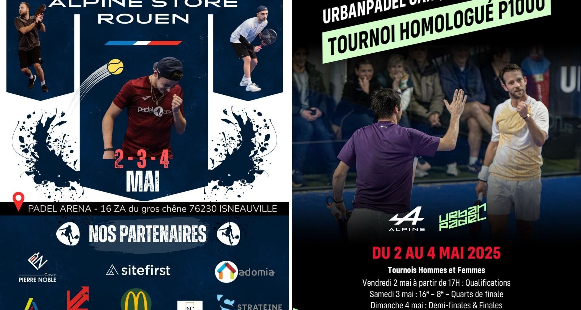 Où voir les finales des P1000 Urban Padel Carquefou et Padel Arena Rouen ?