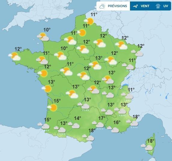 photo les températures attendues en france ce lundi 5 mai matin, selon météo france.  ©  capture d’écran : météo france
