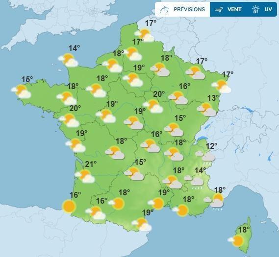 photo les températures attendues en france ce mercredi 7 mai après-midi, selon météo france.  ©  capture d’écran : météo france