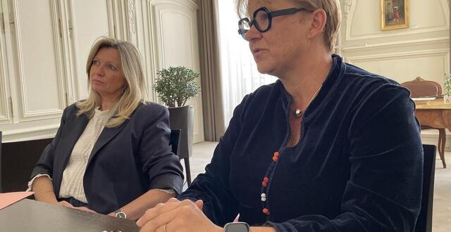 photo  nathalie appéré, maire socialiste de rennes et lénaïc briero, maire adjointe en charge de la sécurité le 6 mai 2025.  ©  ouest-france 