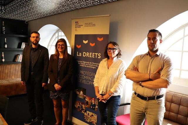 photo olivier capy, responsable de service; véronique thomas, adjointe à la responsable du pôle travail; hélène avignon, responsable du pôle politiques du travail de la dreets de bretagne; et thomas bonnet, inspecteur du travail.  ©  ouest-france
