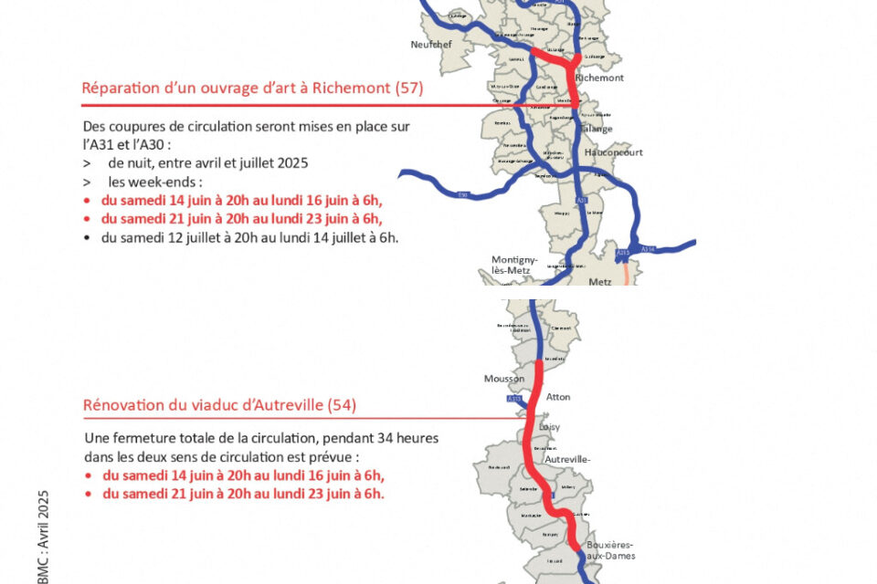 La DIR Est prévoit des coupes de l'autoroute A31 cet été.