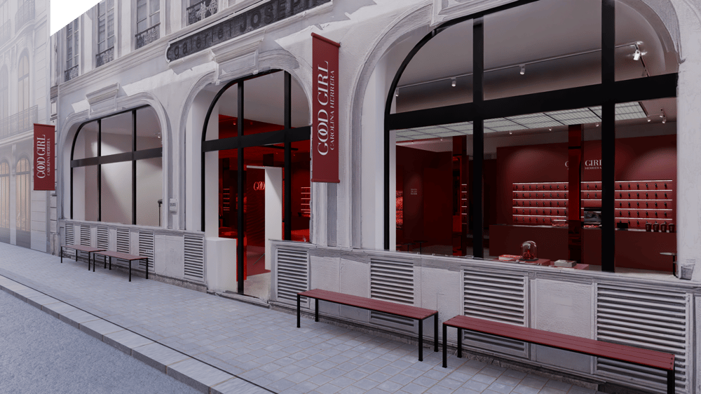 La façade du future café éphémère de Carolina Herrera