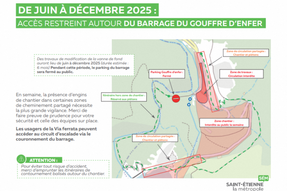L'accès sera restreint autour du barrage du Gouffre d’Enfer de juin à décembre 2025.