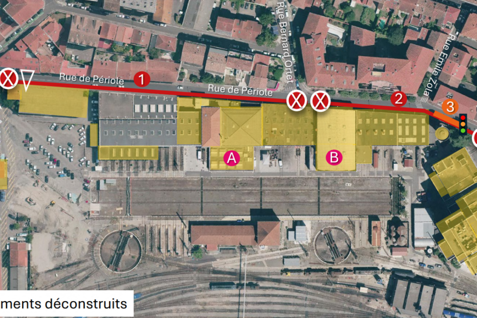 Schma des travaux le long de la rue de Périole