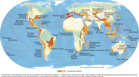 carte points chauds biodiversité