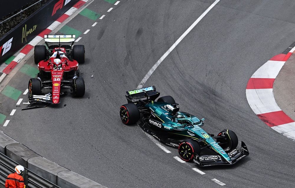 L'accrochage entre Stroll et Leclerc à l'épingle du Fairmont.