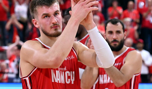 CLEMENT FRISCH. Son éclosion cette saison sous le maillot de Nancy a attiré les convoitises. Arrivé au SLUC en 2022, lui aussi était encore sous contrat. Mais il disputera l'Euroleague avec le club espagnol de Baskonia Vitoria. Photo Cédric Jacquot 
