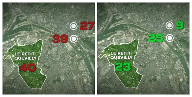 Comparaison des taux de pollution entre 2019 et 2024 à Rouen - TF1
