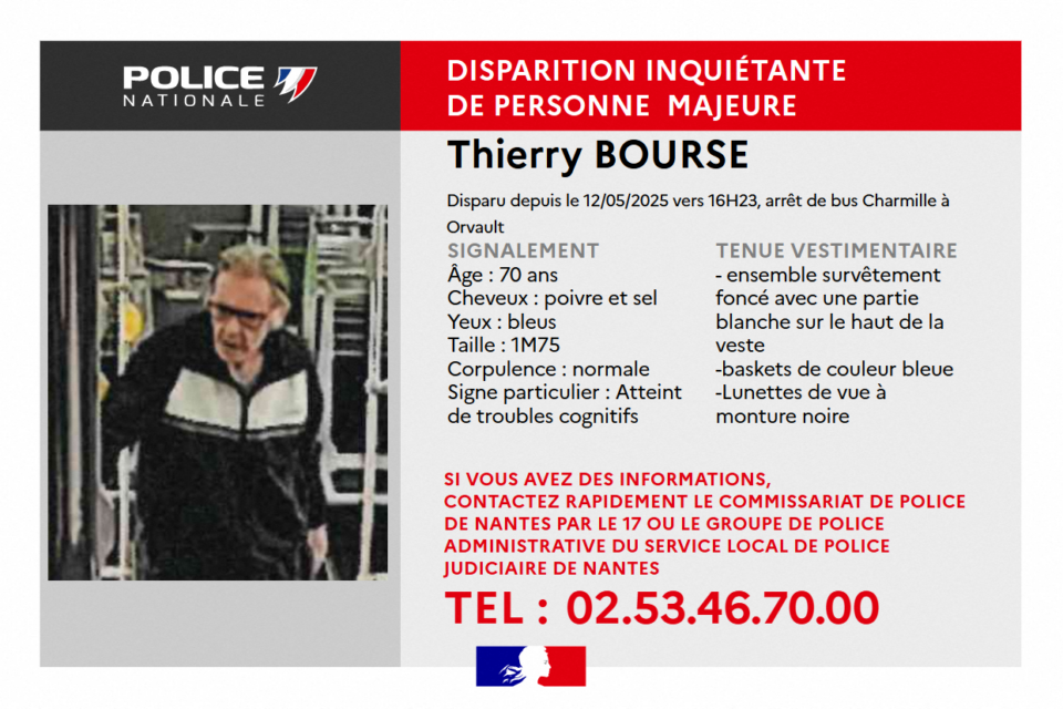 Un appel à témoins a été lancé par la police nationale pour retrouver Thierry Bourse.