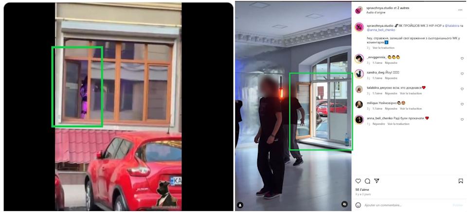 <span>Captures d'écran réalisées sur X (à gauche) et sur Instagram (à droite), le 22 mai 2025. Encadrés verts ajoutés par l'AFP.</span>