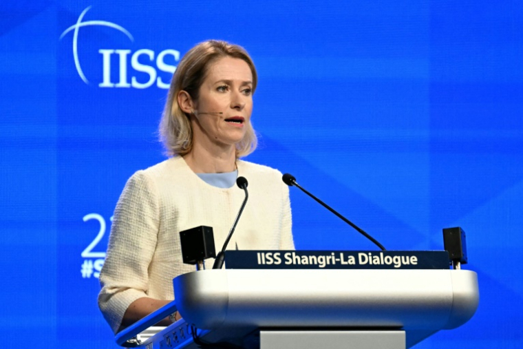 la cheffe de la diplomatie européenne, Kaja Kallas, au forum Shangri-La Dialogue à Singapour, le 31 mai 2025 ( AFP / MOHD RASFAN )