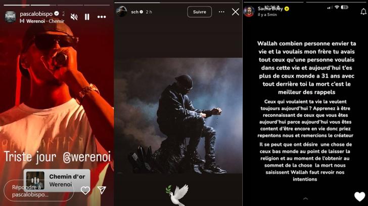 Les hommages partagés sur Instagram ou Snapchat par SCH, Pascal Obispo et le joueur du Bayern Munich Sacha Boey.