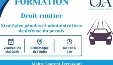 Une formation en droit routier proposée par l’UJA de Nice le 23 mai
