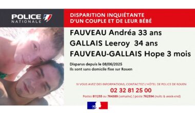 un couple et un bébé de trois mois recherchés près de Rouen