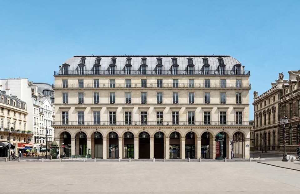 Vue du bâtiment et de la place du Palais-Royal. La Fondation Cartier pour l’art contemporain à sera inaugurée à l’automne
2025