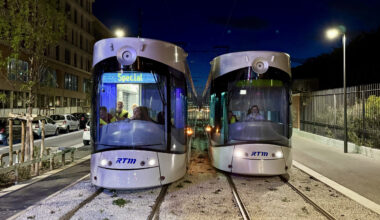 © ROYON Mikael / Métropole Aix-Marseille-Provence - Ces essais de nuit marquent le début de la phase de validation technique pour l’extension du tramway nord-sud à Marseille.