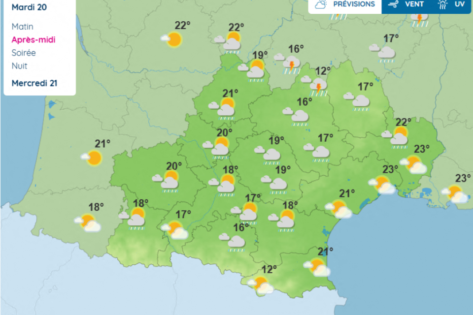 Voici les prévisions de Météo France en Occitanie ce mardi 20 mai 2025.