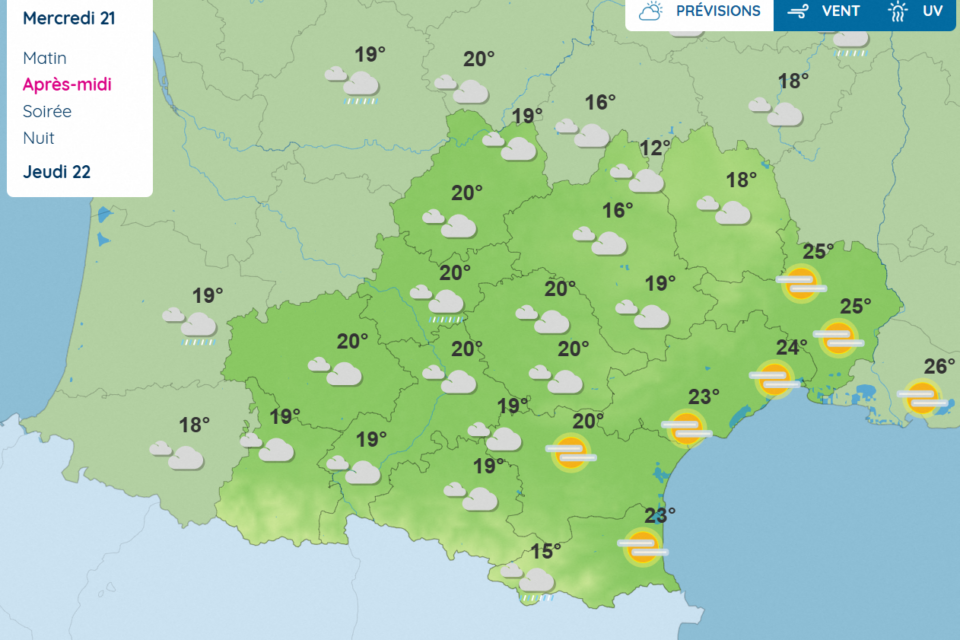 Voici les prévisions météo pour ce mercredi 21 mai 2025 en Occitanie.