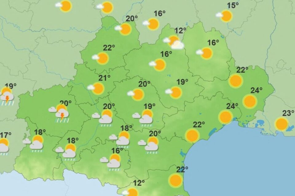 Les prévisions de Météo France pour samedi 24 mai, en Occitanie, dans l'après-midi.