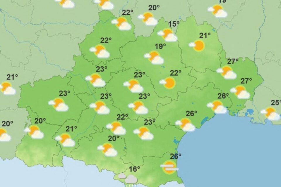 Les prévisions de Météo France pour dimanche 25 mai après-midi en Occitanie.