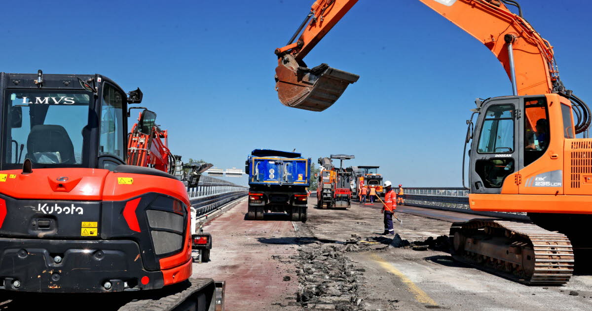 En images. Découvrez les photos du chantier de l'A7 qui paralyse le sud de Lyon