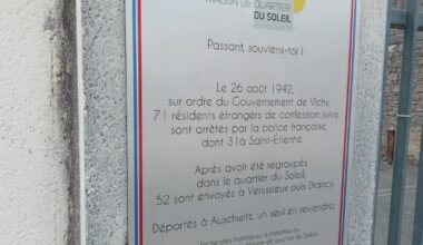 Saint-Étienne. Cinq ans après, la plaque hommage aux 40 juifs déportés à Auschwitz va enfin être inagurée