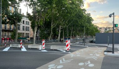 devant le pont Maréchal-Juin, une partie du quai est bloquée aux automobilistes