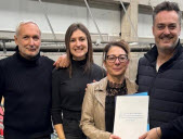Pierre et Johan Renaud (à gauche et à droite), directeurs de GPA, avec Charlotte Thomas, responsable Actuariat et Rentabilité et Réjane Pepek, directrice Indemnisation et Service aux Clients chez Foyer Assurances.