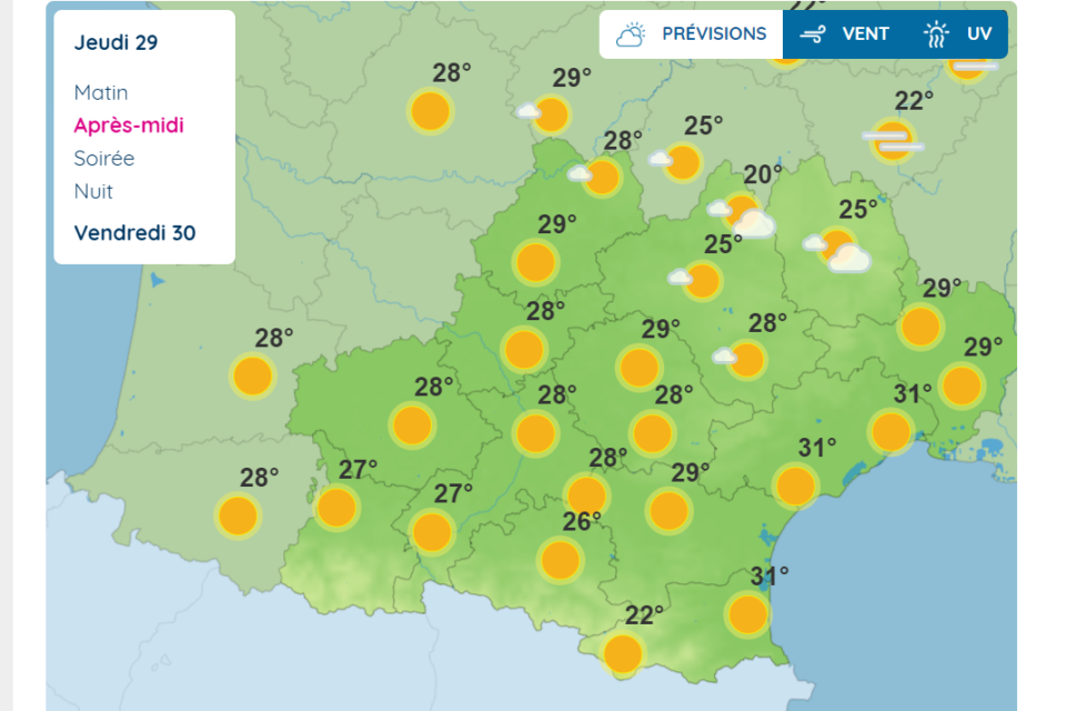 Les prévisions en Occitanie pour ce jeudi 29 mai 2025.