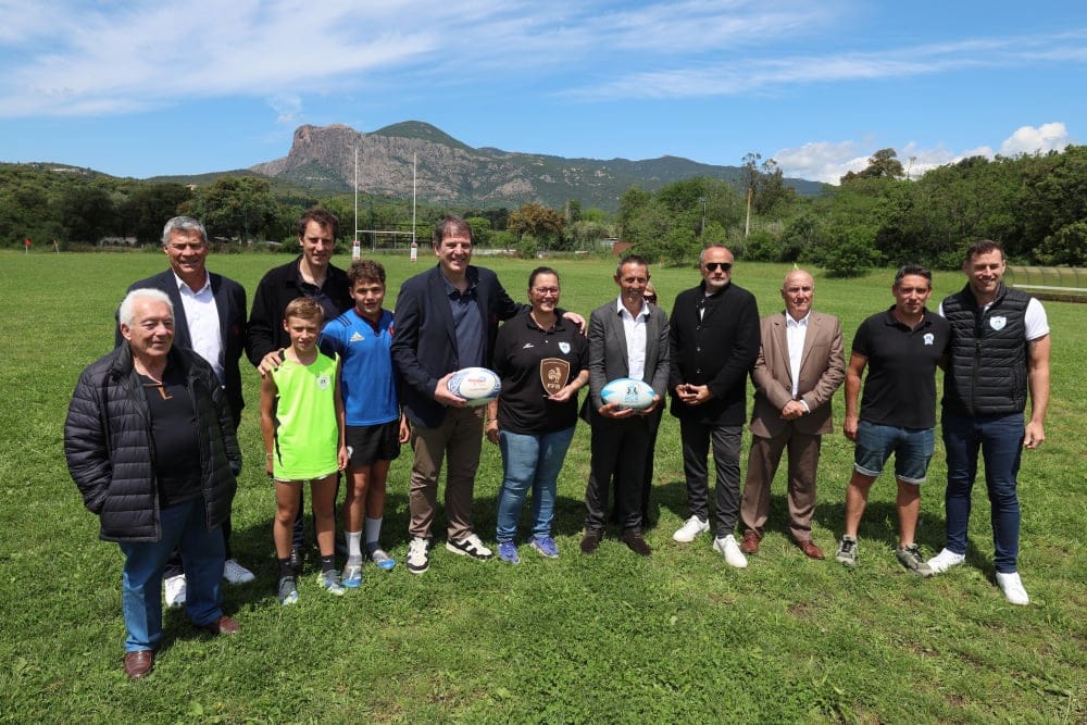 Rencontre entre le Président et le vice Président de la Fédération Française de Rugby Florian Grill et le président de la Fédération de Rugby Corse Dume Marcellesi le 8 mai 2025 à Mezzana