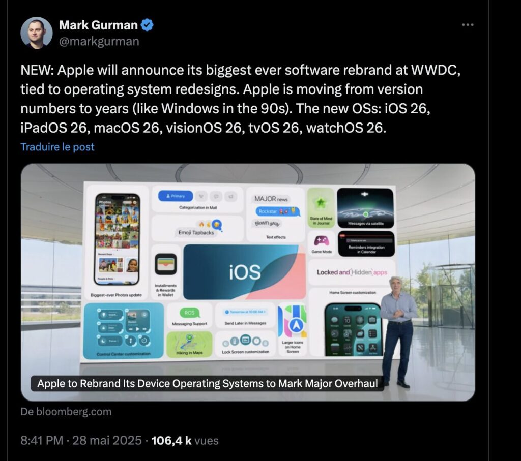 iOS 26 : la surprise d'Apple