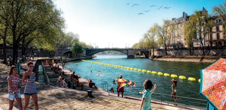 Le site de baigne de Bras Marie dans le centre de Paris - Ville de Paris