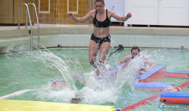 Un petit parcours d’obstacles sur l’eau pour terminer ? Photo Jean-Marc Loos