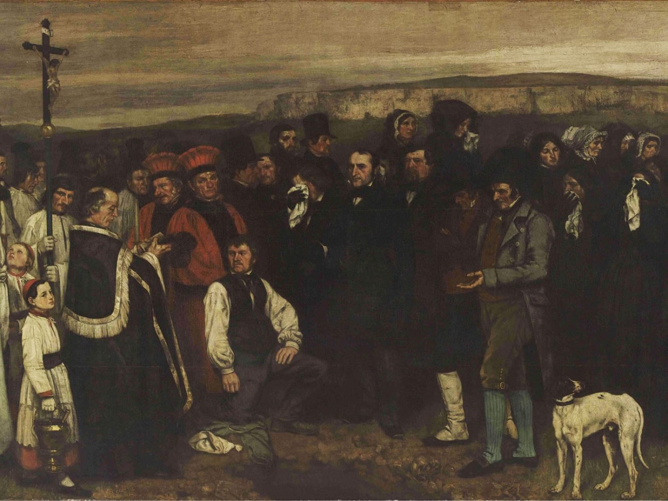 Gustave Courbet, Un enterrement à Ornans, dit aussi Tableau de figures humaines, historique d’un enterrement à Ornans (détail)
