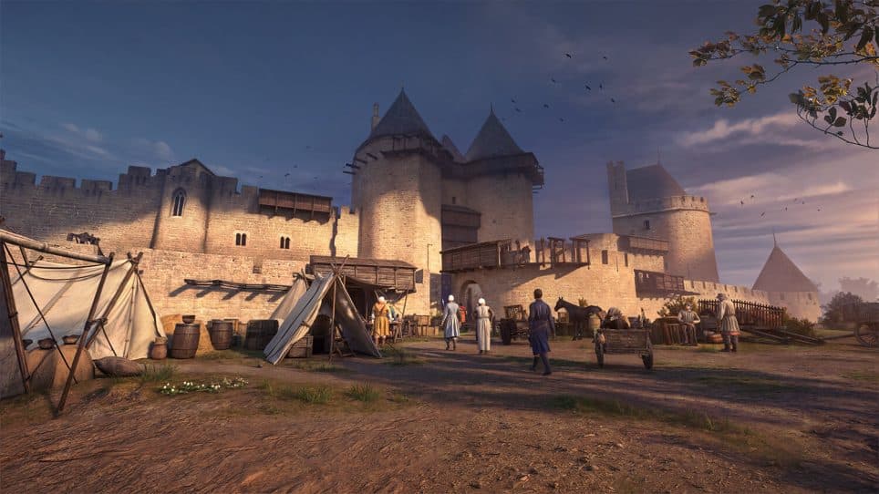 Vue de l’expérience en réalité virtuelle « Les derniers remparts, Carcassonne 1304 » depuis les espaces Eclipso à Paris, Lyon et Bordeaux
