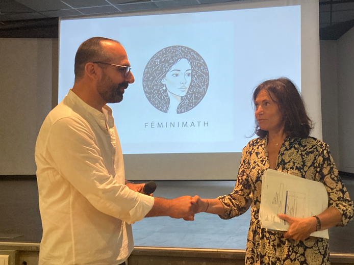 Alexandre Marino, l’inventeur de FéminiMath avec la rectrice Carole Drucker-Godard.