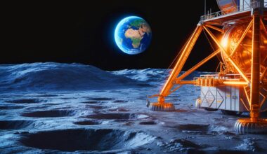 Illustration de l'exploitation potentielle du platine sur la Lune. Image réalisée par IA.