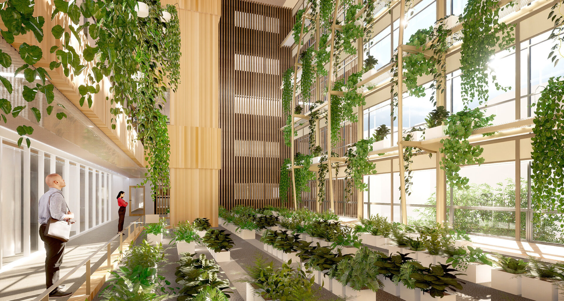 © Agence AFAA - L'actuel atrium de l'ancien siège d'April à Lyon Part-Dieu va être coupé en deux pour créer un jardin d'hiver du R+2 au R+6.