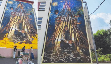 à Strasbourg, artiste et enfants ont réalisé une fresque XXL