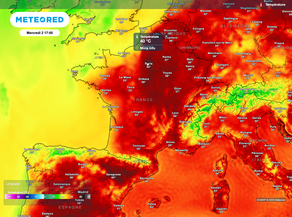 L'épisode sera encore d'actualité mercredi avec des maximales pouvant atteindre les 40°C à l'ombre.